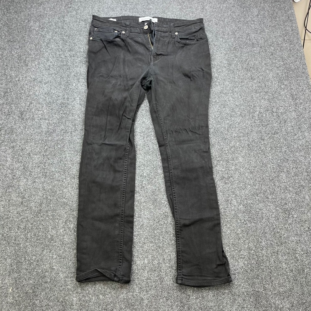 Calvin Klein Jeans Slim Fit Streetwear Minimalist Faded Black Denim Trousers